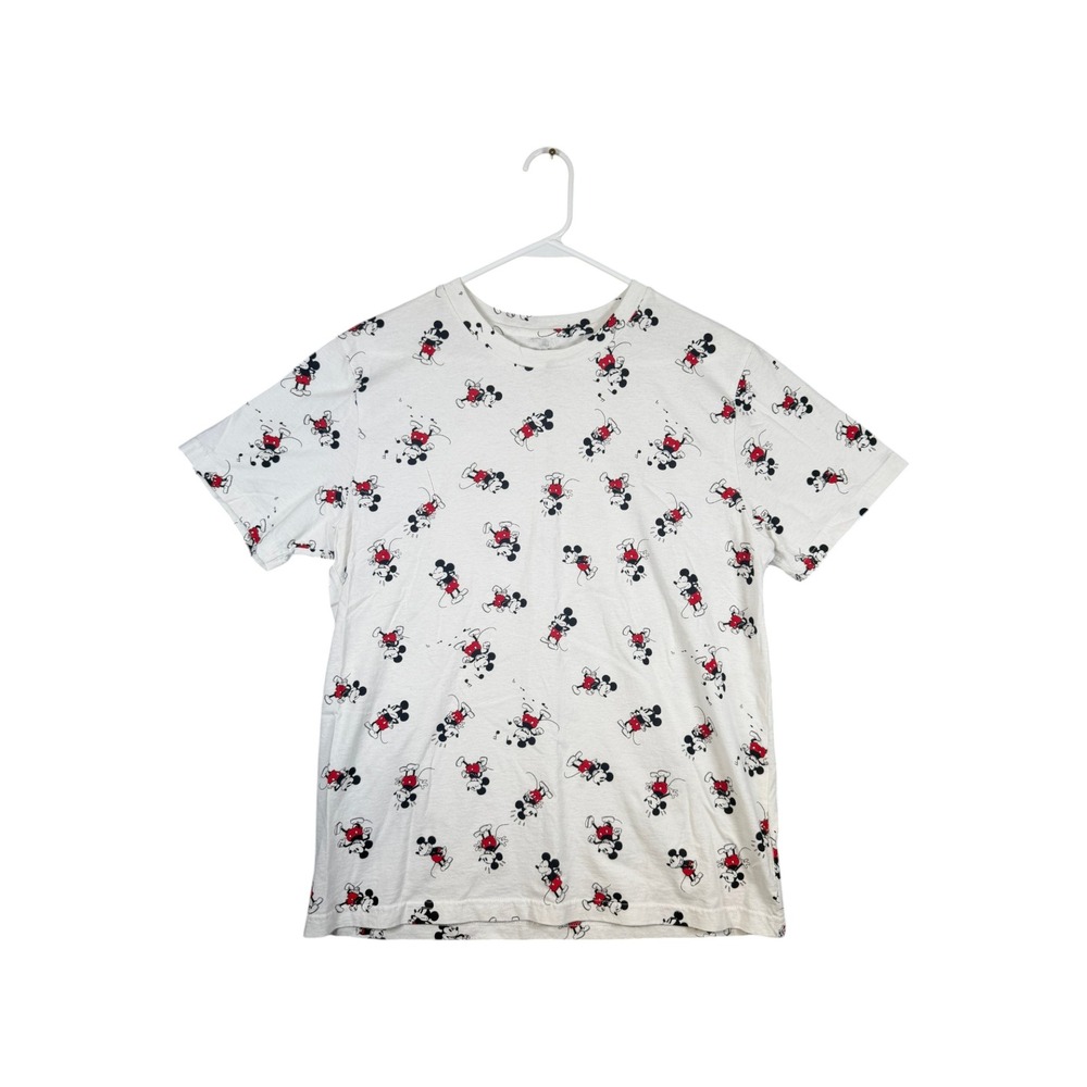 Disney‎ Store Mickey Mouse All Over Print T Shirt White Mens Medium Short Sleeve
